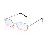 ETETGVG Randlose rechteckige Sonnenbrille für Damen, modische rahmenlose quadratische Brille für Herren, ultraleichte UV400-Brillen, Blau Rosa