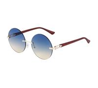 ETETGVG Randlose, runde Sonnenbrille für Damen, luxuriöse Vintage-Sonnenbrille ohne Rahmen für Herren, Retro-Punk-Sonnenbrille, C5 Blau Gelb, Einheitsgröße
