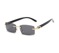 ETETGVG Randlose Sonnenbrille, rechteckig, modisch, beliebt, für Damen und Herren, kleine quadratische Sonnenbrille für Damen und Herren auf Reisen, Schwarz