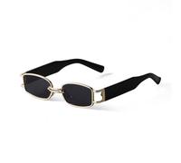ETETGVG Retro Kleine Quadratische Steampunk-Brille Herren Rechteckiger Rahmen Trendy Hip Hop Sonnenbrillen Shades für Frauen, C2 Goldenes Grau, Einheitsgröße