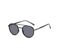 ETETGVG Runde Sonnenbrille für Herren und Damen, modisch, Metall, Vintage, Sonnenbrille, männlich, Punk, Sonnenbrille, weiblich, UV400, C1 Schwarz, Einheitsgröße