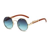 ETETGVG Runde Sonnenbrille im Vintage-Stil für Herren, modisch, mit Doppelsteg, mehrfarbige Sonnenbrillen für Damen, Retro, trendige Luxus-Sonnenbrille, golden, graugrün