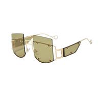 ETETGVG Steam Punk Nieten Metall Sonnenbrille Herren Damen Randlos Mode UV400 Brille,C5 grün