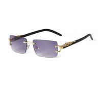 ETETGVG Trendy randlose rechteckige Sonnenbrille für Damen, luxuriöse rahmenlose Retro-Sonnenbrille mit Verlaufsgläsern für Herren, C3 Farbverlauf Grau, Einheitsgröße