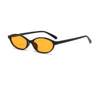 ETETGVG Trendy Schwarze Ovale Sonnenbrille Mit Farbverlauf Braune Gläser Runde Damen Herren Sonnenbrille Weiblich UV400,Schwarz Gelb,Einheitsgröße