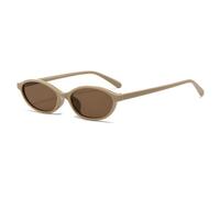 ETETGVG Trendy Schwarze Ovale Sonnenbrille Mit Farbverlauf Braune Gläser Runde Damen Herren Sonnenbrille Weiblich UV400,COFFEE TEA,Einheitsgröße