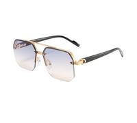 ETETGVG Übergroße Halbrand-Sonnenbrille, modisch, Vintage, Farbverlauf, lässige Sonnenbrille, luxuriöse Outdoor-Sonnenbrille, goldfarben, blau, gelb