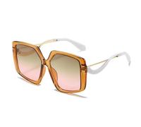 ETETGVG Unregelmäßige Sonnenbrille für Damen und Herren, großer Rahmen, Retro-Straßenfotografie, UV400 (Weiß, Tee, Rosa)
