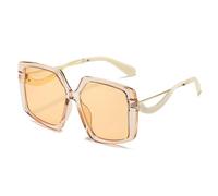 ETETGVG Unregelmäßige Sonnenbrille für Damen und Herren, großer Rahmen, Retro-Straßenfotografie, UV400 (Beige Tee)