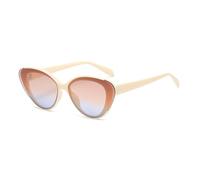 ETETGVG Vintage Cateye Sonnenbrille für Damen, Luxus-Brille, Retro, einfache Brille, Damen/Herren, klein, beige, Einheitsgröße