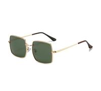 ETETGVG Vintage Leoparden-Sonnenbrille für Damen, quadratisch, kleine Sonnenbrille mit Farbverlauf aus Metall, für Damen und Herren, klassische Sonnenbrille, Goldgrün, Einheitsgröße