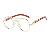 ETETGVG Vintage Runde Sonnenbrille Herren Mode Doppelsteg Mehrfarbige Sonnenbrille Damen Retro Trendy Luxus Sonnenbrille,Golden,Transparent