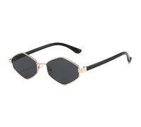 ETETGVG Vintage Sechseck Sonnenbrille Herren Mode Gradient Outdoor Sonnenbrille Trendy Metallrand Sonnenbrille,Golden,Schwarz