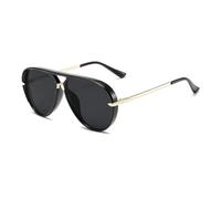 ETETGVG Vintage Sonnenbrille Damen Mode Doppelsteg Candy Farbe Sonnenbrille Trendy,Schwarz,Schwarz