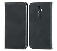 ETGOKJM Flip-Geldbörsenfall for Oppo Reno 2Z, Magnetverschluss Lederabdeckung mit Kartenhalter Slots Schutzabdeckung(Black)