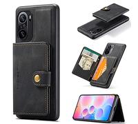 ETGOKJM Magnetischer Geldbörsen-Ledertasche for Xiaomi Redmi K40 / K40PRO Poco F3 11I 5G mit Kartenhalter, [Kickstand-Funktion] stoßfeste Abdeckung Kartenschlitzen(Black)