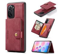 ETGOKJM Magnetischer Geldbörsen-Ledertasche for Xiaomi Redmi K40 / K40PRO Poco F3 11I 5G mit Kartenhalter, [Kickstand-Funktion] stoßfeste Abdeckung Kartenschlitzen(RED)