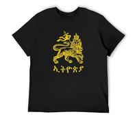 Ethiopia Lion of Judah Men's T-Shirt Unisex Black Tee Clothing XXL