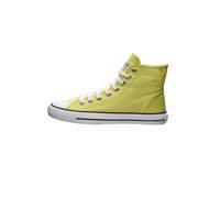 Sneaker ETHLETIC "White Cap Hi Cut", Gr. 39, gelb (lime gelb p, just weiß), Obermaterial: 100% Baumwolle; Futter: 100% Baumwolle; Decksohle: 100% Baumwolle; Sohle: 100% Naturkautschuk, Schuhe Canvassn