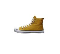 Sneaker ETHLETIC "White Cap Hi Cut", Gr. 43, gelb (mustard gelb p, just weiß), Obermaterial: 100% Baumwolle; Futter: 100% Baumwolle; Decksohle: 100% Baumwolle; Sohle: 100% Naturkautschuk, Schuhe Canva