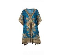 Ethnique Mode Damen Kaftan Tunika Sommer Strand Beachwear Oversize Tunika Kaftan Djellaba Boubou Afrikanisches Kleid Kurse One Size Türkis