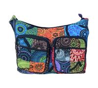 Ethnique Mode Handtasche mit Schulterriemen, mehrfarbig, Patchwork-Motiv, mehrere Taschen mit Reißverschluss, künstlerisches Design, mehrfarbig, 35 cm