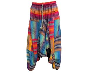 Ethnique Mode Hose Festival Hose Patchwork Bohemian Kleidung Hippies Harem Gheri Yogahose, mehrfarbig, One size