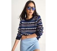 Ethnisch gemusterter Strickpullover S/M