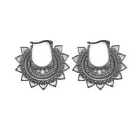 Ethnische Mandala Lotus Blume Creolen Ohrringe Edelstahl Ohrring Bohemia Hochzeitsschmuck