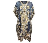 Ethno Fashion Kaftan Lang Oriental Style Polyester Boubou Afrikanisches Sommerkleid Frauen Bohemian Strand Beachwear Oversize Caftan (Grau, Einheitsgröße), grau