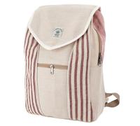 Ethno Hanf Rucksack gestreift, handgefertigt, natur/braun/gestreift | 80% Hanf, 20% Baumwolle, großes Hauptfach, Tablet-Fach, Reißverschlussfach vorne, Unikat