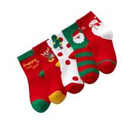ETHZZLE Kinder Baumwolle Weihnachtssocken 5 Paar Mittelhoch Bunt Cartoon für Jungen Mädchen Alltag und Party Warm Atmungsaktiv
