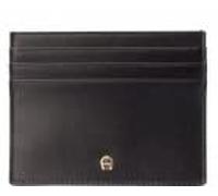 Etienne Aigner Herren Geldbörse Schwarz Kalbsleder Klassisch Metallteile / Emblem vorne, Prägung auf der Rückseite 6 Kreditkartenfächer, 1 Scheinfach B 10 cm x H 8 cm x T 0,5 cm