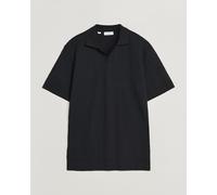 Eton Open Collar Jacquard Polo Black Schwarz L