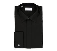 ETON Smokinghemd Herren Regular Fit Umschlagmanschetten Baumwolle schwarz, 46