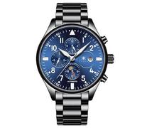 ETRIE Mechanische Uhr, Stern-Zifferblatt, 42 mm Gehäuse, Edelstahlband, Mondphasenanzeige