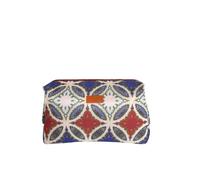 ETRO Beauty-Bag, Kleine Kosmetiktasche, Kulturbeutel Paisley Beige-Blau