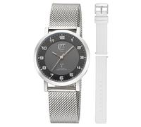 Funkuhr ETT "Atacama" Armbanduhren silberfarben, schwarz Damen Solaruhren Solar, ideal auch als Geschenk (96547030-0)