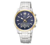 ETT Eco Tech Time EGA-11717-31M Funk-Solar Herrenuhr Professional Worldtimer Bicolor