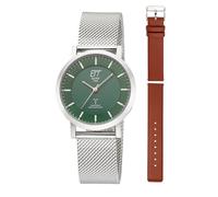 ETT Eco Tech Time Funk Solar Damen Uhr Analog mit Edelstahl,Leder Armband ELS-11618-81MS