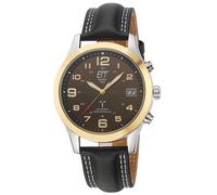 ETT Eco Tech Time Funk Solar Herren Uhr Analog mit digitalem Datum mit Leder Armband EGS-11487-22L