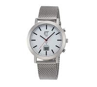 ETT Eco Tech Time Funk Solar Herren Uhr Analog mit digitalem Datum mit Edelstahl Milanaise Armband EGS-11579-11M