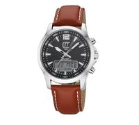 ETT Eco Tech Time Funk Solar Herren Uhr Analog mit digitalem Datum mit Leder Armband EGA-11713-21L