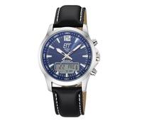 ETT Eco Tech Time Funk Solar Herren Uhr Analog mit digitalem Datum mit Leder Armband EGA-11714-31L