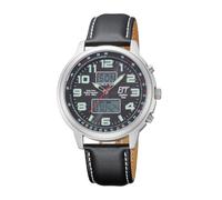 ETT Eco Tech Time Funk Solar Weltzeit Herren Uhr Chronograph mit Leder Armband EGS-11301-22L