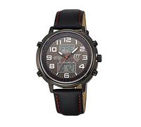 ETT Eco Tech Time Funk Solar Weltzeit Herren Uhr Chronograph mit Leder Armband EGS-11452-22L