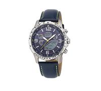 ETT Eco Tech Time Funk Solar Weltzeit Herren Uhr Chronograph mit Leder Armband EGT-11574-31L
