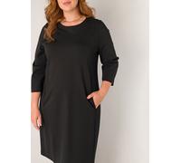 Etuikleid BASE LEVEL CURVY "Addy", Damen, Gr. 52, N-Gr, schwarz, Rippware, Obermaterial: 65% Viskose, 30% Polyamid, 5% Elasthan, unifarben, Basic, kniebedeckend, Rundhals, Kleider Etuikleid, in formst