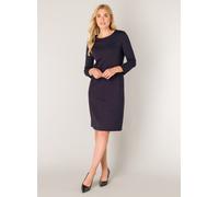Etuikleid BASE LEVEL "Ylona", Damen, Gr. 44, N-Gr, blau (navy dunkelblau), Web, Obermaterial: 65% Viskose, 30% Polyamid, 5% Elasthan, unifarben, Basic, figurbetont ca. Mitte Oberschenkel, Rundhals, ei