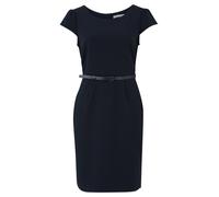 Etuikleid BETTY & CO "Damen mit Gürtel", Damen, Gr. 44, Normalgrößen, blau (dunkelblau), Obermaterial: 59% Polyester, 37% Viskose, 4% Elasthan. Futter: 100% Polyester, tailliert kurz, Rundhals, Kleide